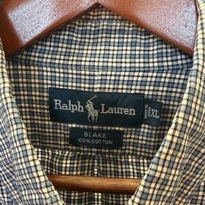 Ralph Lauren Checkered Cotton Shirt in Blue and Cream
